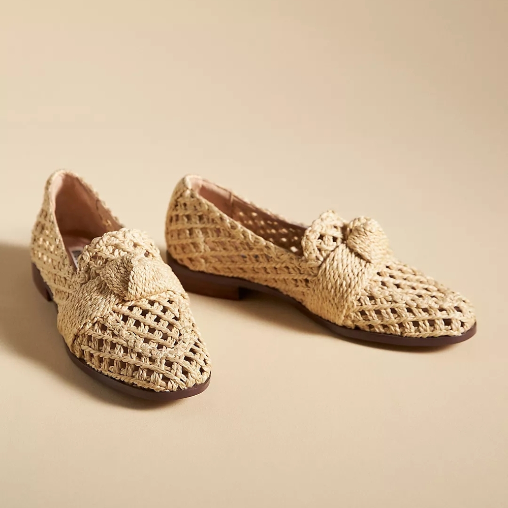 Women's Woven Slip-On Loafers - Bibi Lou Anthropologie Raffia Size 38 - Picture 5 of 15